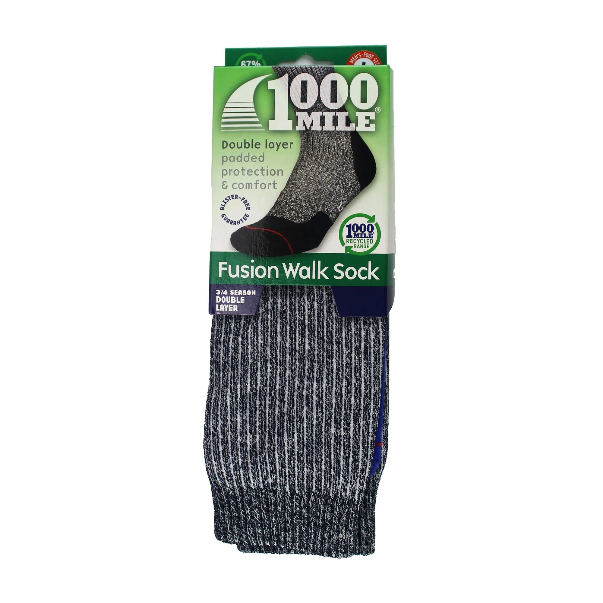 1 Pack Mens Fusion Repreve Double Layer Socks