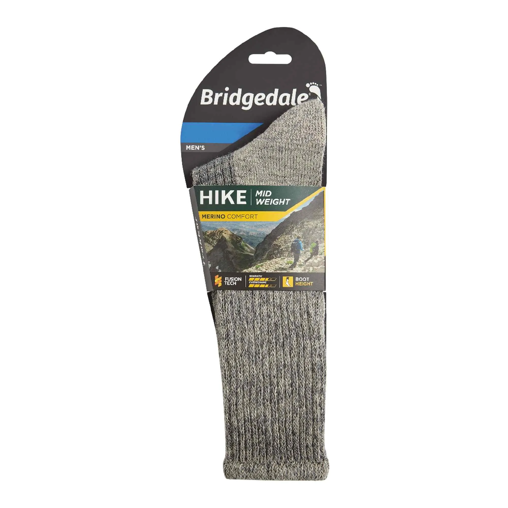 1 Pack Mens Hiking Midweight Merino Wool Cushioned Boot Socks