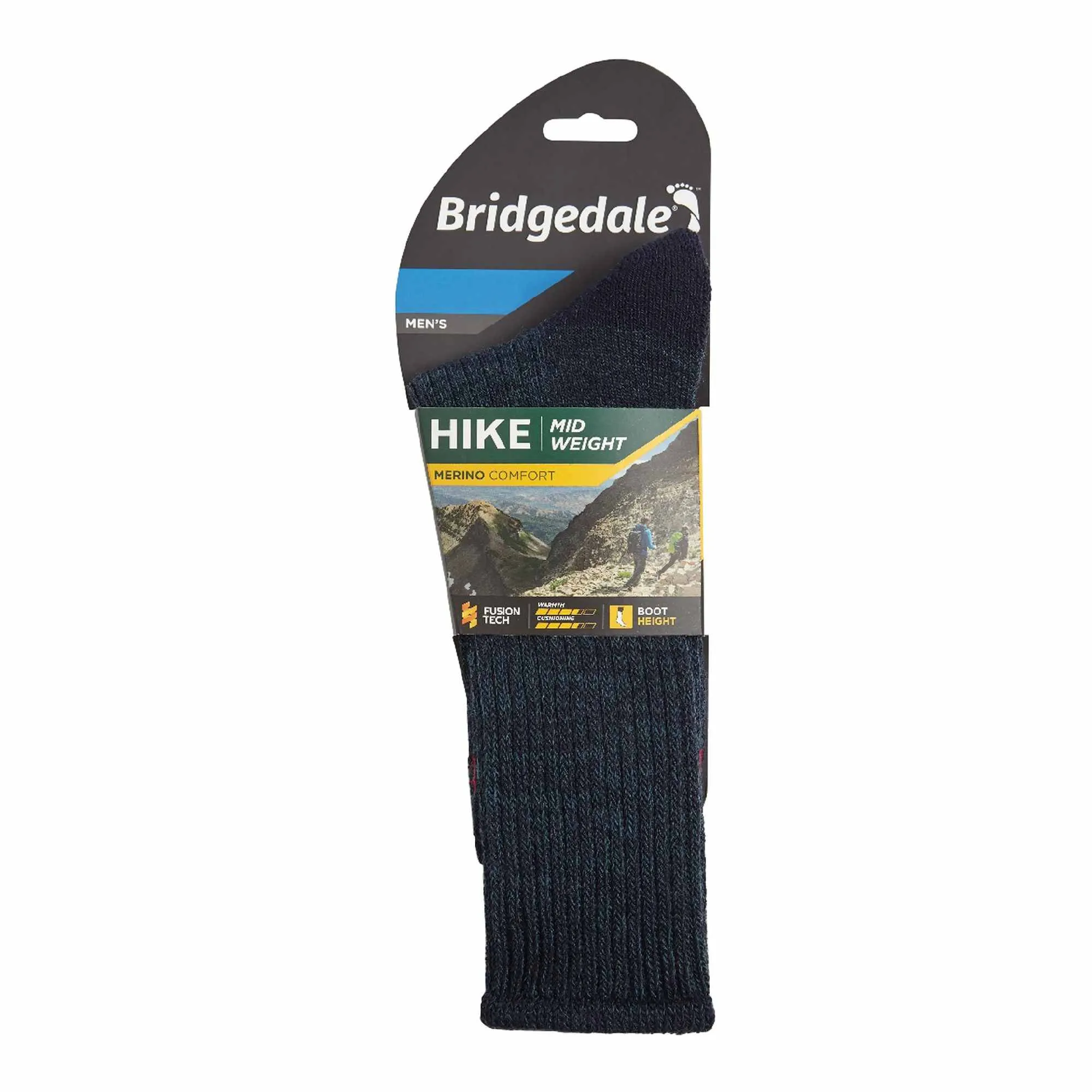 1 Pack Mens Hiking Midweight Merino Wool Cushioned Boot Socks