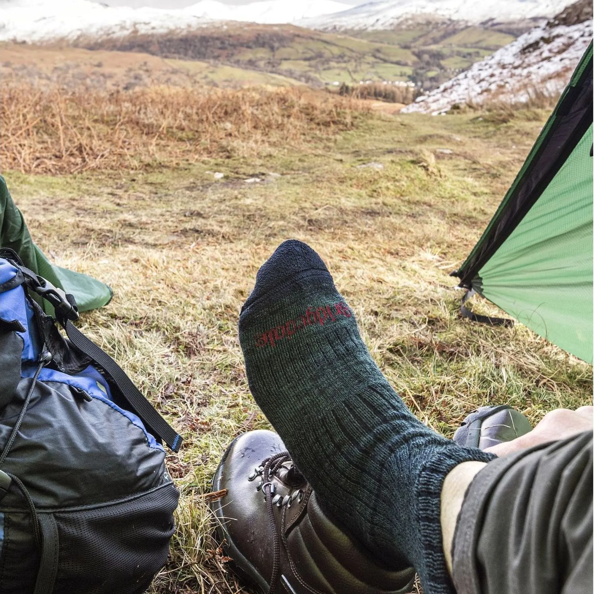 1 Pack Mens Hiking Midweight Merino Wool Cushioned Boot Socks