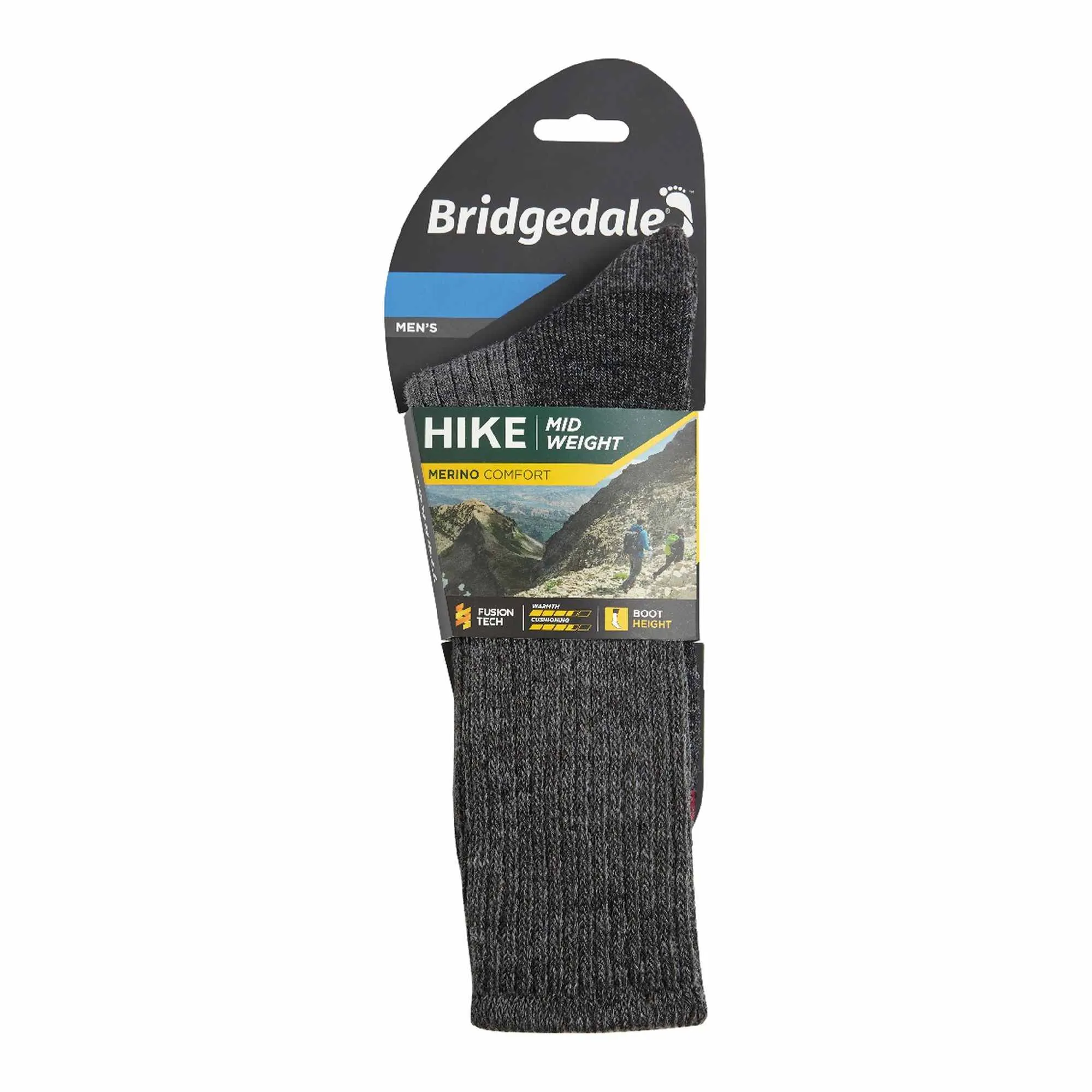 1 Pack Mens Hiking Midweight Merino Wool Cushioned Boot Socks