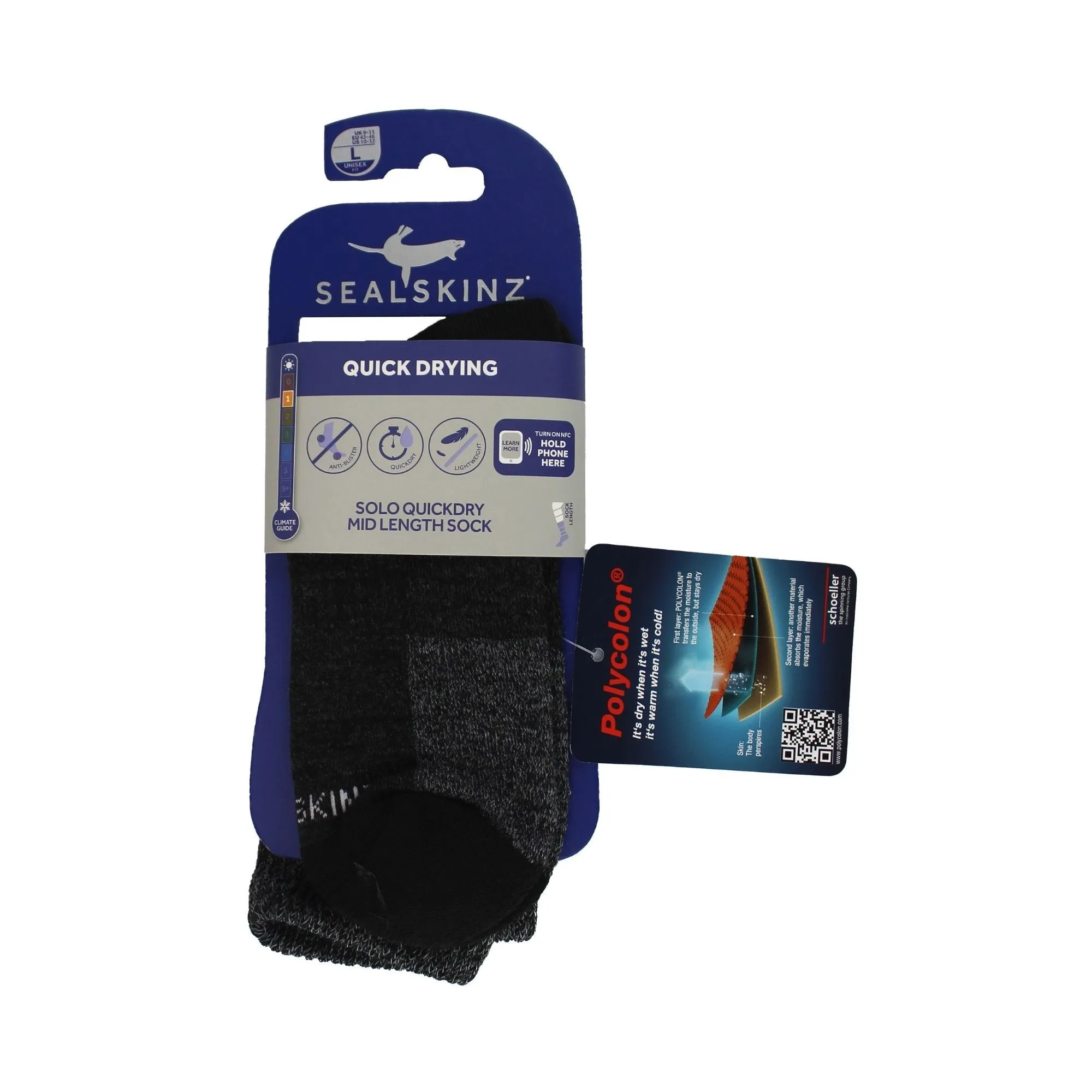 1 Pack Mens Solo QuickDry Mid Socks