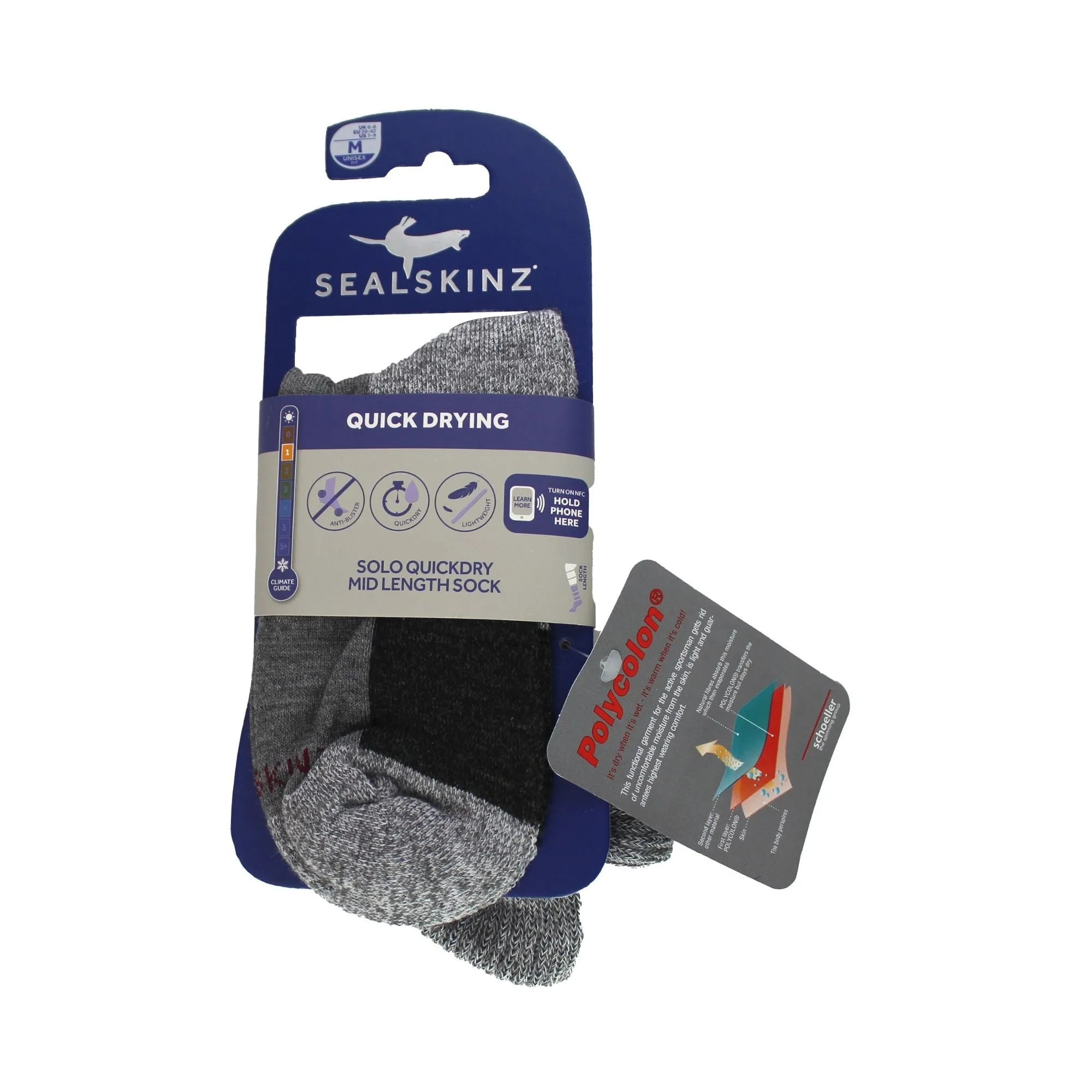 1 Pack Mens Solo QuickDry Mid Socks
