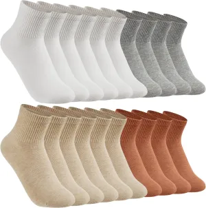 10 Pairs Women's Cushioned Crew Socks, High Elasticity Soft Above Ankle Athletic Hiking Running Sock for Women Girls Size 6-10