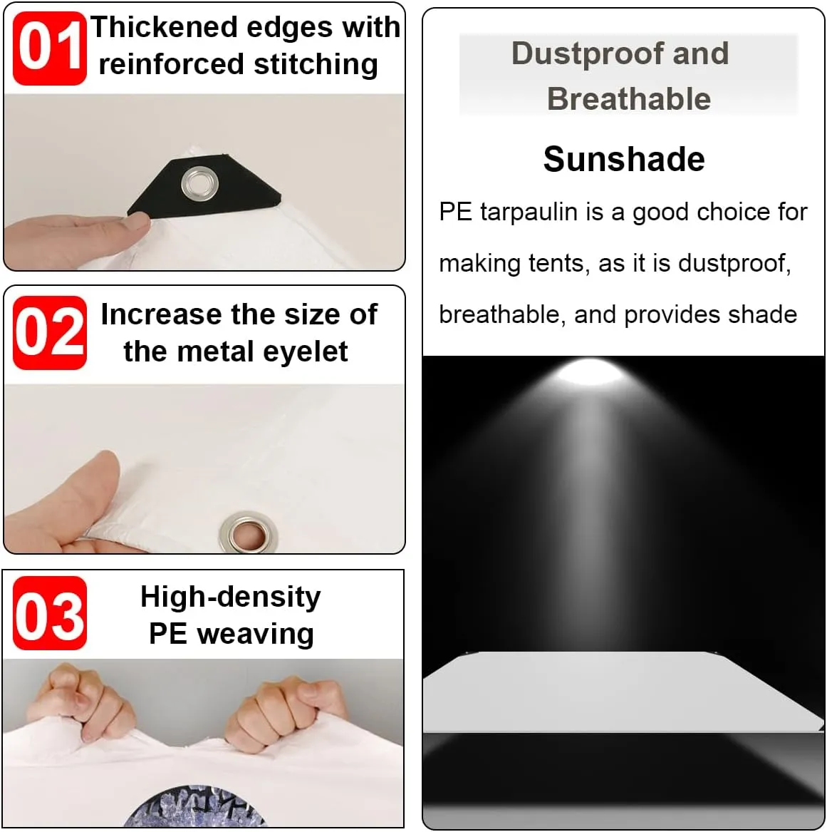 10' x 16' Tarps Heavy Duty Waterproof, 12 Mil White Poly Tarp Cover, UV Resistant, Rip and Tear Proof Tarpaulin with Grommets and Reinforced Edges for Roof, Patio, Camping, Boat, Pool