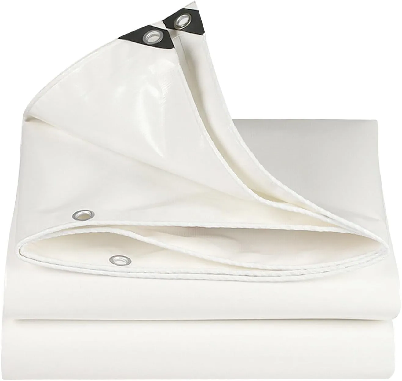 10' x 16' Tarps Heavy Duty Waterproof, 12 Mil White Poly Tarp Cover, UV Resistant, Rip and Tear Proof Tarpaulin with Grommets and Reinforced Edges for Roof, Patio, Camping, Boat, Pool