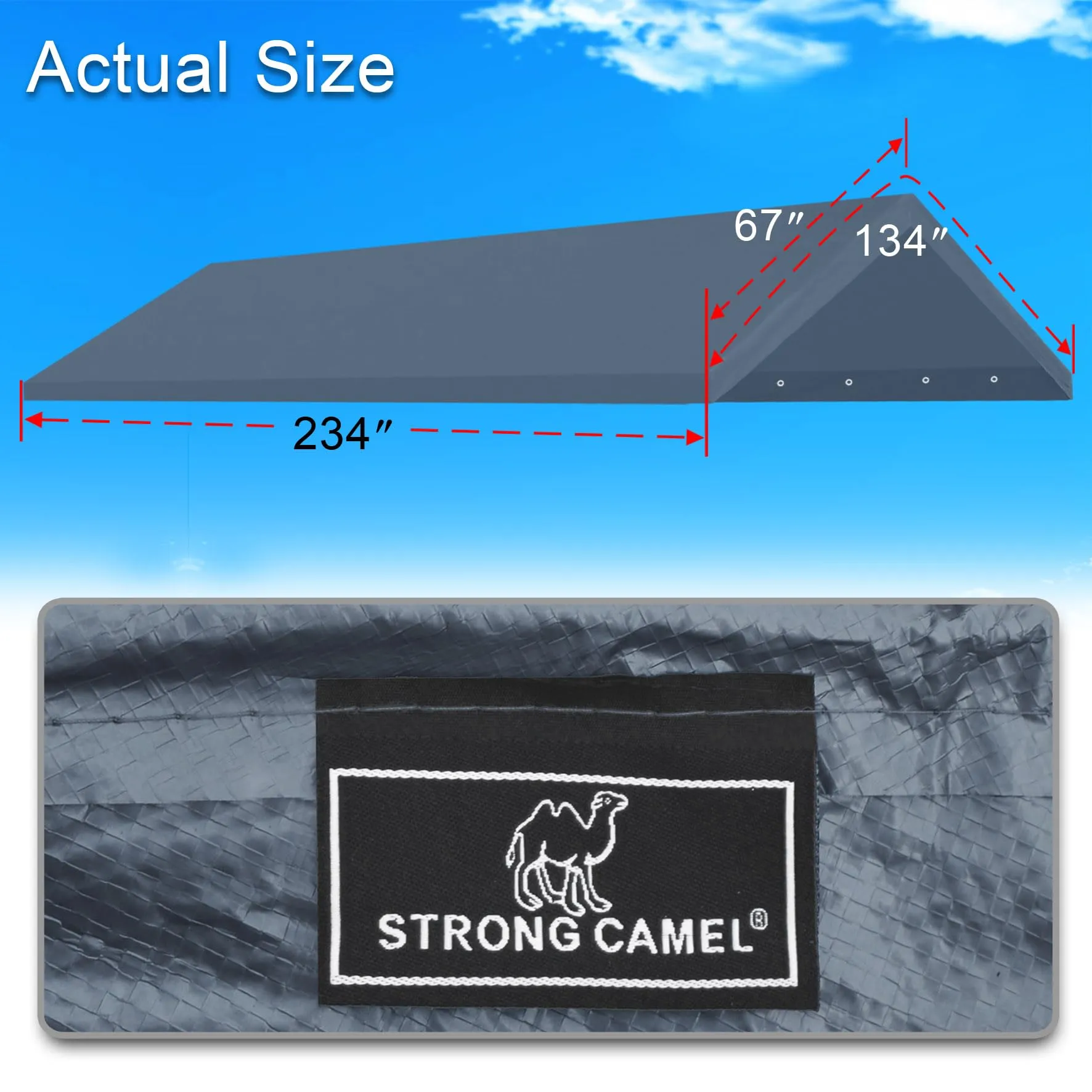 10' x 20' Upgraded Carport Canopy Top Replacement Cover for Car Garage Shelter Tent Party Tent with Ball Bungees 180g Heavy Duty Tarp (Only Cover, Frame is not Includ) (Grey, 10 x 20 ft)