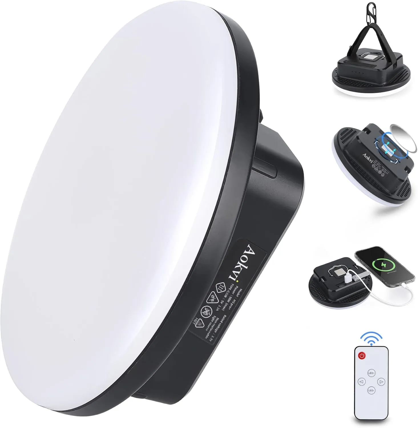 10000 mAh Portable LED Camping Light Rechargeable,3 Light Colors & 1500LM Stepless Dimming Tent Light, IPX65 Waterproof, Magnetic Base for Hurricane Emergencies, Outdoor, Hiking, Home (Telecontrol)