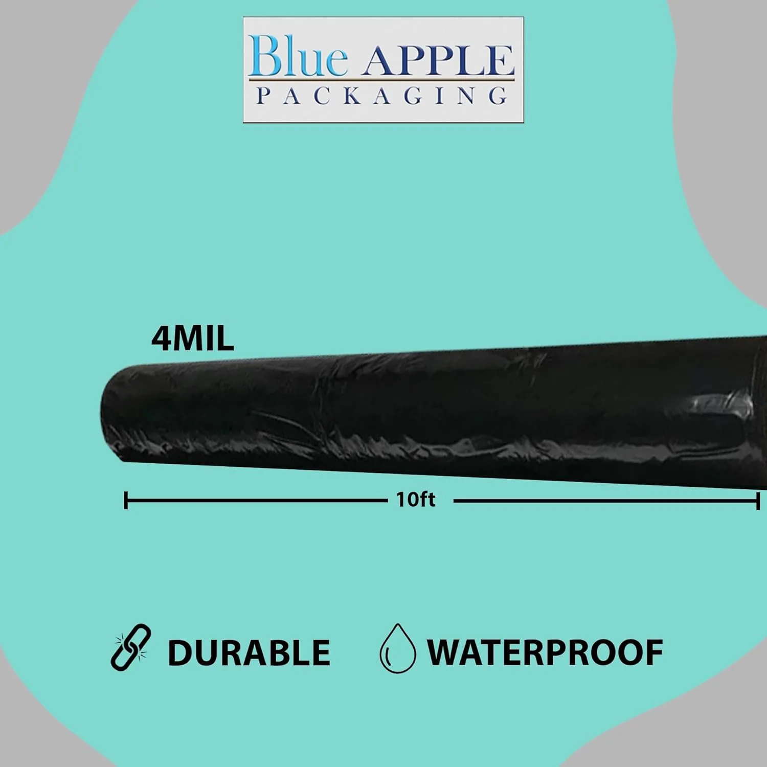 10ftX50ft Black Poly Tarp 4 Mil Low Density LDPE 1 Roll