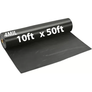 10ftX50ft Black Poly Tarp 4 Mil Low Density LDPE 1 Roll