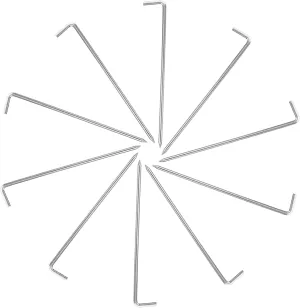 10pcs Galvanized Iron Awning Drillable Pop up Tent Camping Accessories Tent Stakes Tent Pegs Inflatable Kit Spikes Tent Rope Tensioner Rebar Tent Cord Sand Tarp Silver Ground Nail