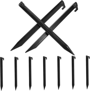 10pcs Ground Nail Car Tent Tents Tent Hooks Poles Deck Tent Camping Kit Peony Cage Inflatable Tent Shelter Canopy Multipurpose Camping Ground Mat Tent Footprint Tarp Black Plastic