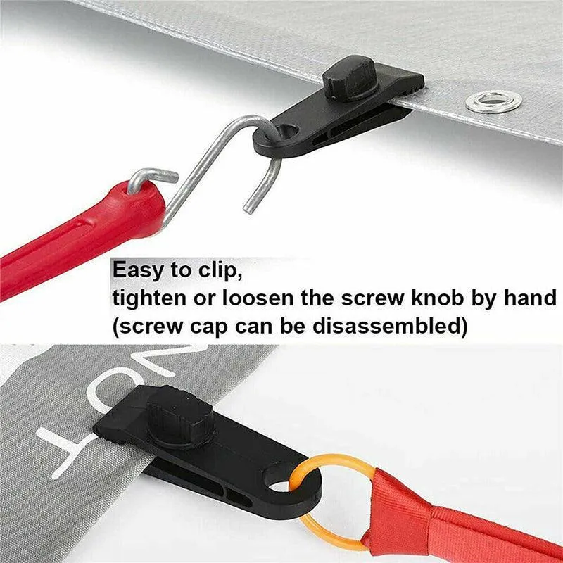 10Pcs Heavy-Duty Awning Tarp Tent Clips for Camping Survival