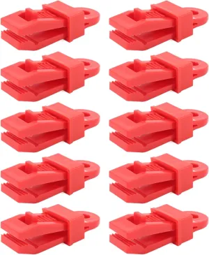 10pcs Professional Tarp Clips, Heavy Duty Lock Grip Tent Fastener Clips, Plastic Tarp Clamps Holder, Multipurpose Clips for Outdoor Garden, Boat Covers, Pool Covers (Red)