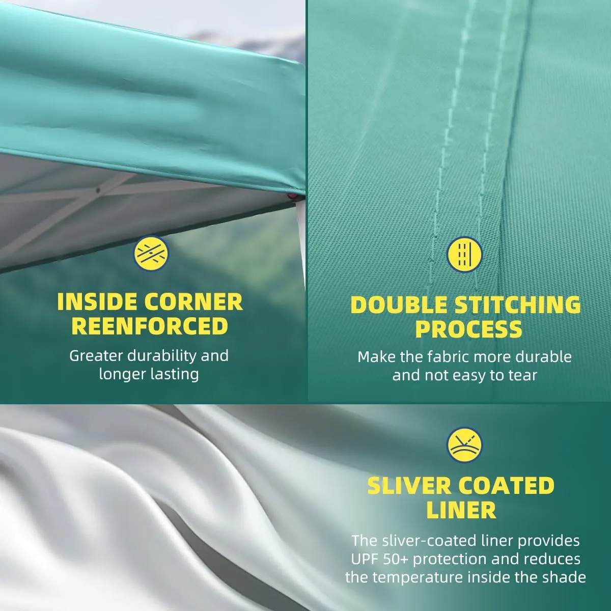 10x10ft Pop Up Canopy Tent Instant Shelter, Portable Outdoor Sun Shade with Silver Coated UPF 50  Waterproof Top, 3-Height Adjustable Frame for Camping, Parties, Events (Green)