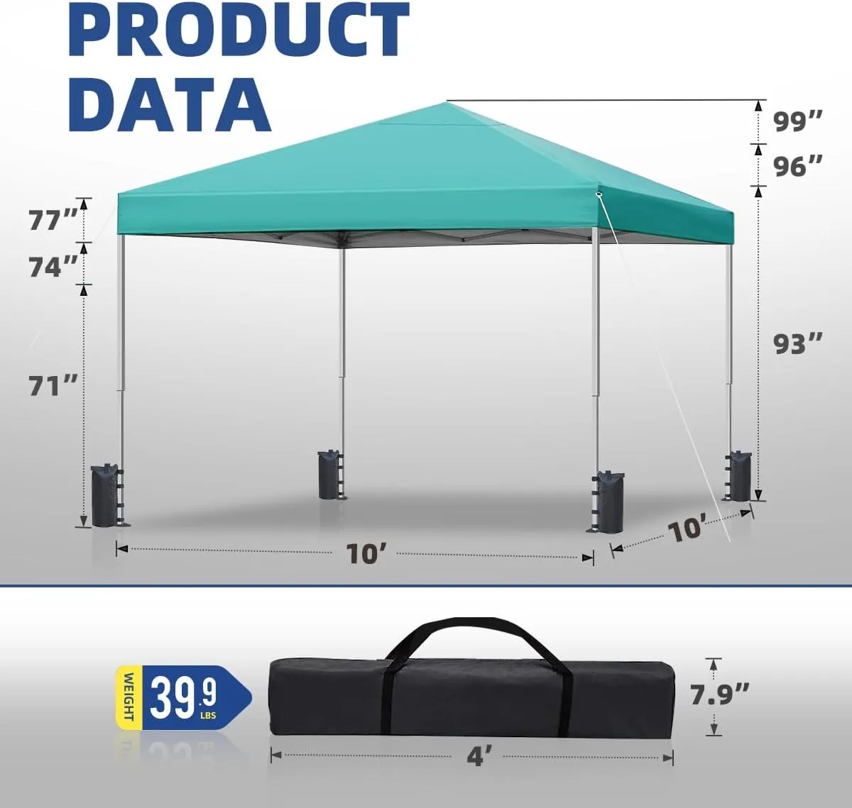 10x10ft Pop Up Canopy Tent Instant Shelter, Portable Outdoor Sun Shade with Silver Coated UPF 50  Waterproof Top, 3-Height Adjustable Frame for Camping, Parties, Events (Green)