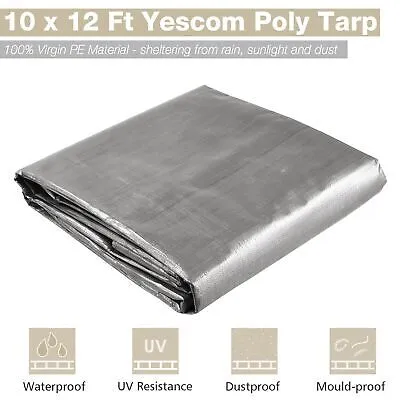 10x12 Ft 2 Pack Waterproof Poly Tarp Heavy Duty Haystack Cover 10-mil Tarpaulin