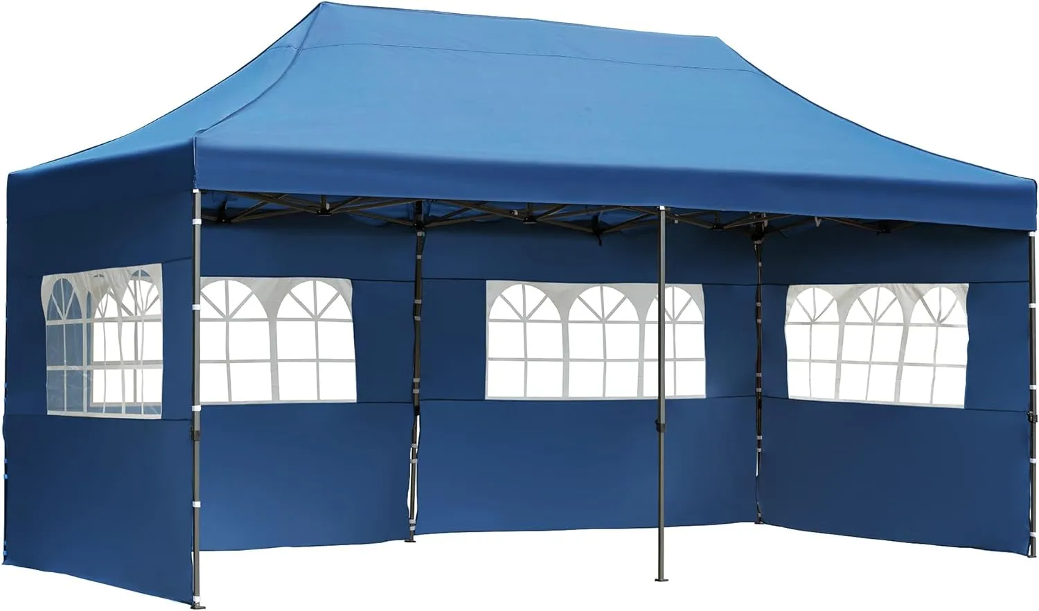 10x20 FT Pop Up Canopy Tents for Parties W/Wheeled Bag,Outdoor Waterproof Wedding Patio Gazebo W/6 Removable Sidewalls,Large Event Shelters W/Sandbags&Adjustable Height,for Party,Wedding,Blue