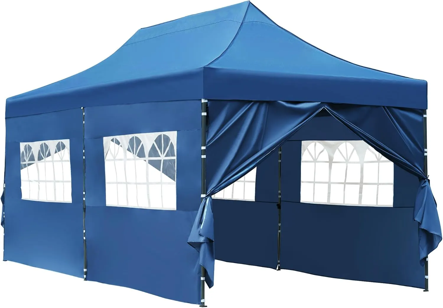 10x20 FT Pop Up Canopy Tents for Parties W/Wheeled Bag,Outdoor Waterproof Wedding Patio Gazebo W/6 Removable Sidewalls,Large Event Shelters W/Sandbags&Adjustable Height,for Party,Wedding,Blue