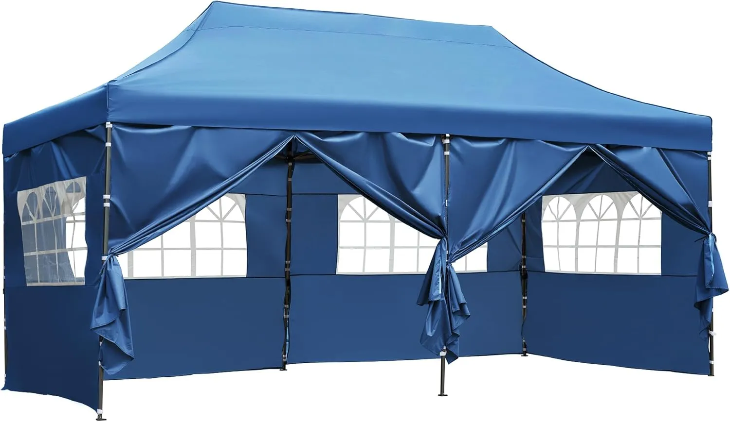 10x20 FT Pop Up Canopy Tents for Parties W/Wheeled Bag,Outdoor Waterproof Wedding Patio Gazebo W/6 Removable Sidewalls,Large Event Shelters W/Sandbags&Adjustable Height,for Party,Wedding,Blue