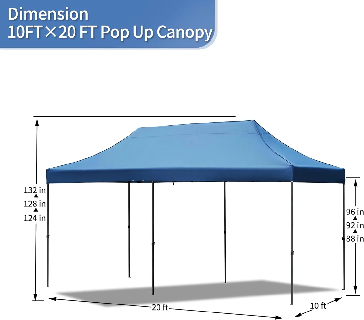 10x20 FT Pop Up Canopy Tents for Parties W/Wheeled Bag,Outdoor Waterproof Wedding Patio Gazebo W/6 Removable Sidewalls,Large Event Shelters W/Sandbags&Adjustable Height,for Party,Wedding,Blue
