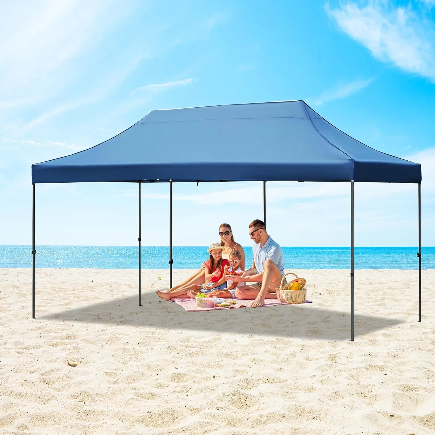 10x20 FT Pop Up Canopy Tents for Parties W/Wheeled Bag,Outdoor Waterproof Wedding Patio Gazebo W/6 Removable Sidewalls,Large Event Shelters W/Sandbags&Adjustable Height,for Party,Wedding,Blue