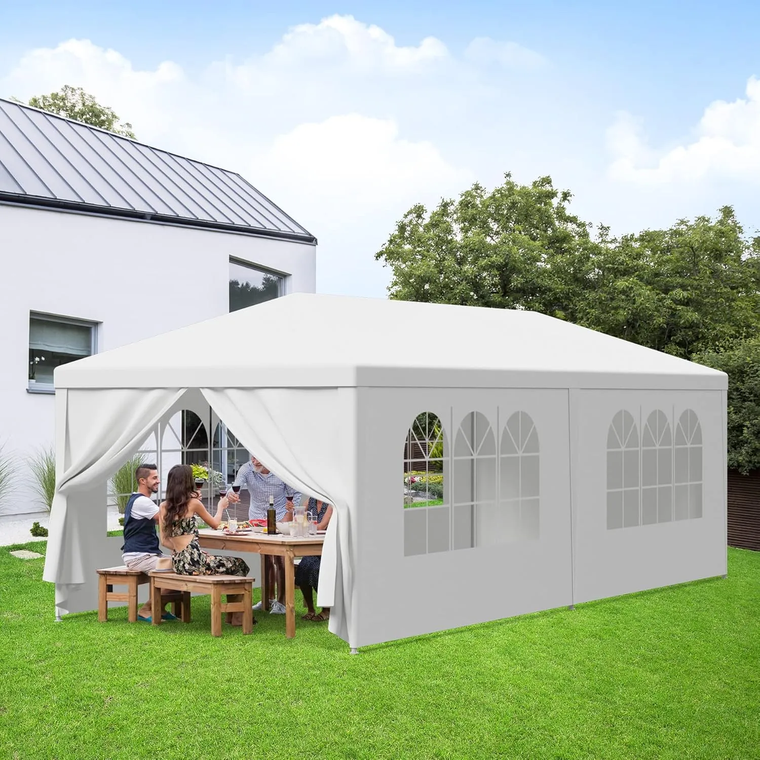 10’X20’ Outdoor Canopy Tent Camping Gazebo Storage Shelter Pavilion Cater Events w/Removable Sidewalls for Backyard BBQ Camping Picnic Party Wedding Ceremony, Easy Assemble and Remove