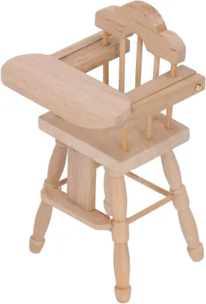 1:12 Dollhouse Chair Mini Chair Model Infant High Chair Wooden Armchair with Foldable Tray, Foldable Miniature Furniture Dollhouse Decoration