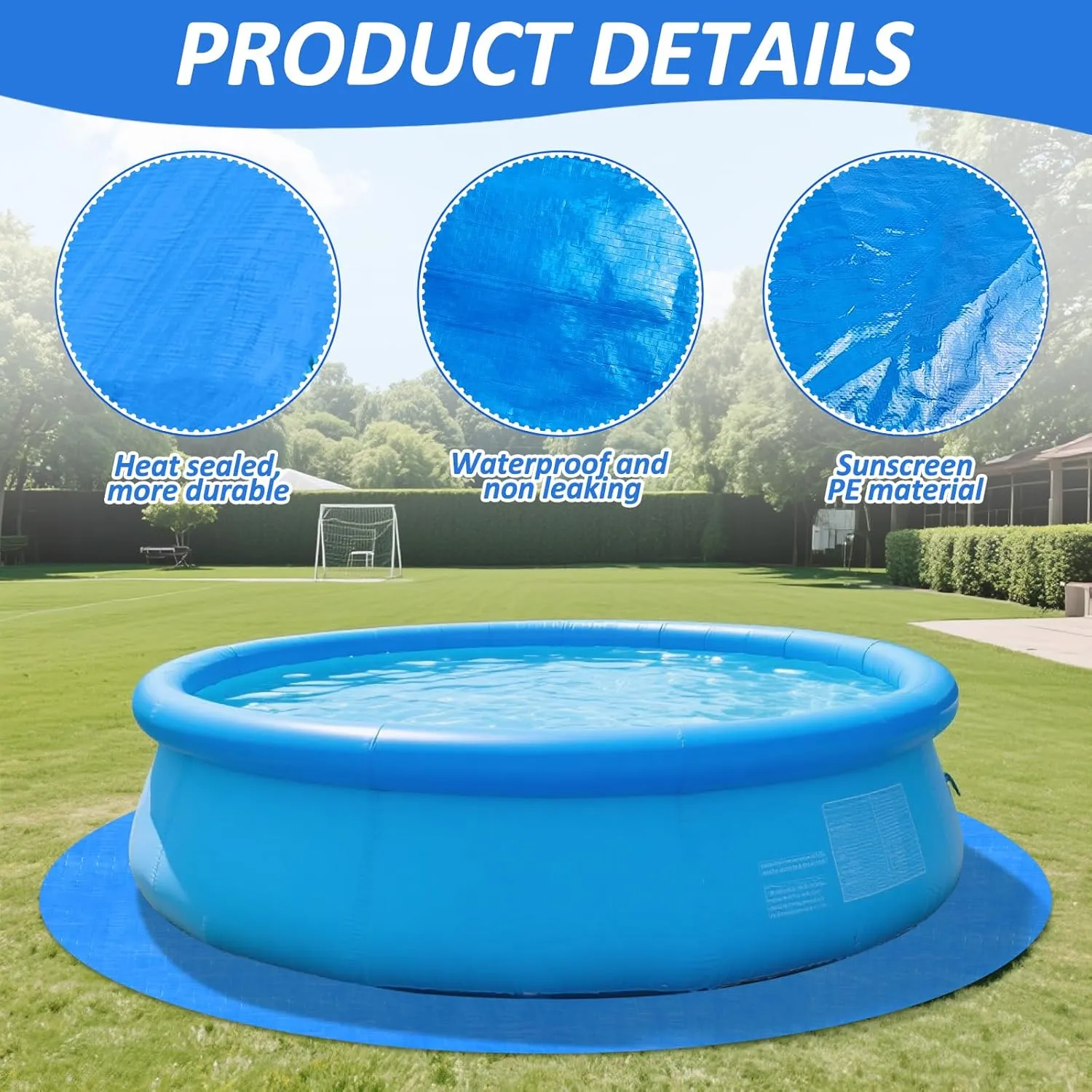 11Ft Round Pool Ground Cloths Swimming Pool Ground Cloth,Round Pool Liner Pad for 10ft Above Ground Swimming Pool,Heavy Duty Pool Ground Mat Protector to Prevent Puncture Pool Ground Tarp