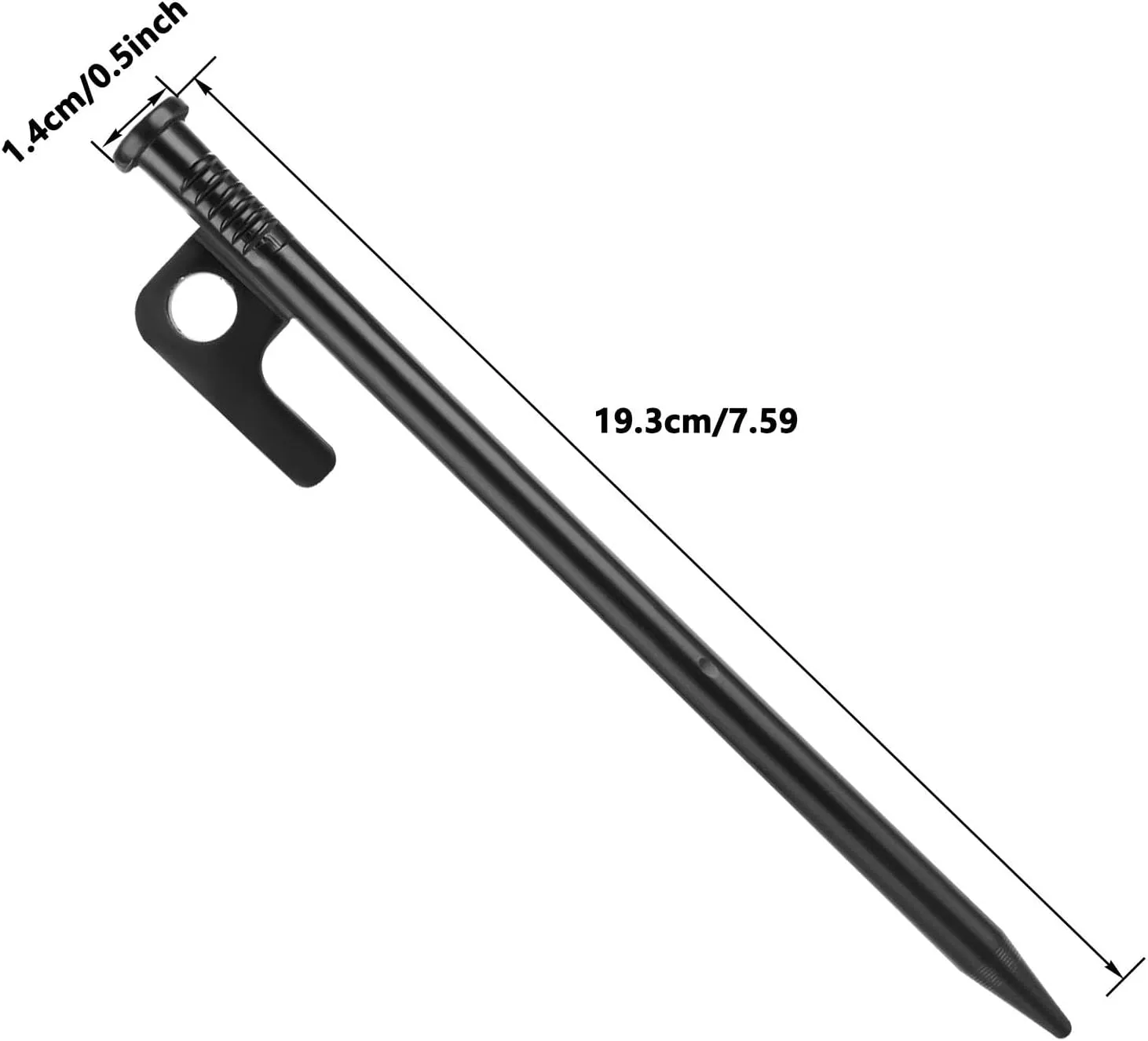 12 Pack Tent Stakes Heavy Duty, Multiuse Forged Steel Tent Pegs, 8 inch Metal Camping Ground Stakes, Unbreakable and Inflexible, Available in Rocky Place Dessert Snowfield and Grassland (Black)