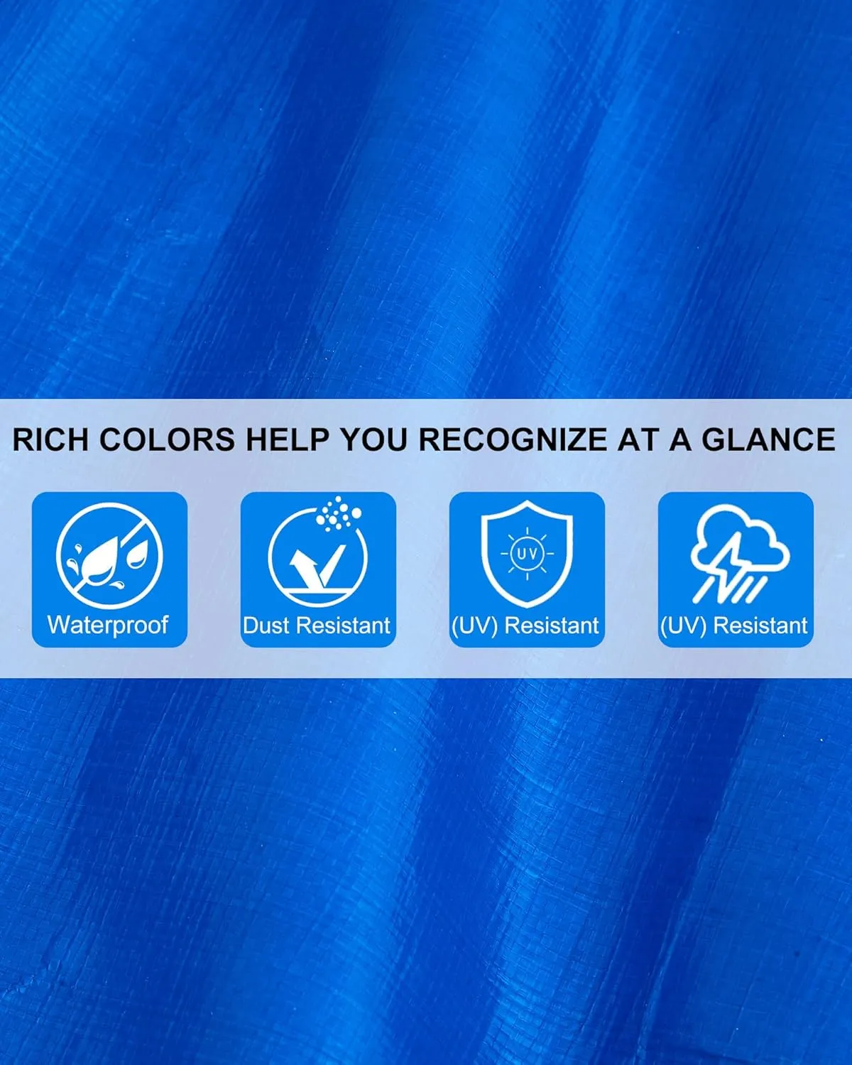 12 Pcs Large Waterproof Tarp 6 x 8 ft Heavy Duty 5.5 Mil Thick Poly Tarpaulin with Grommets Multipurpose Protective Cover for Summer Home Boats Cars Camping Rv Pool Tent