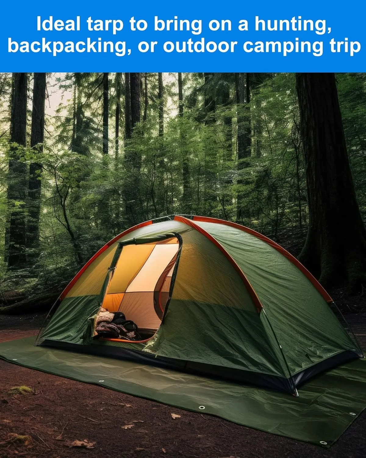12 Pcs Large Waterproof Tarp 6 x 8 ft Heavy Duty 5.5 Mil Thick Poly Tarpaulin with Grommets Multipurpose Protective Cover for Summer Home Boats Cars Camping Rv Pool Tent
