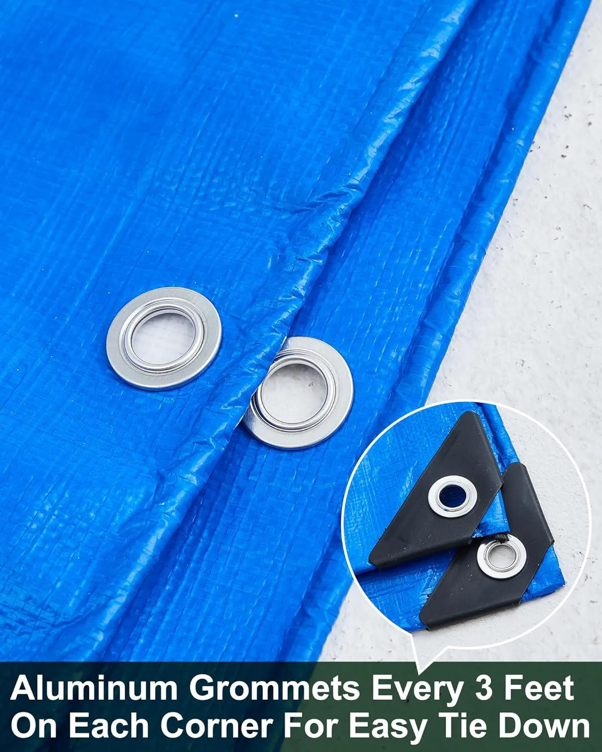 12 Pcs Large Waterproof Tarp 6 x 8 ft Heavy Duty 5.5 Mil Thick Poly Tarpaulin with Grommets Multipurpose Protective Cover for Summer Home Boats Cars Camping Rv Pool Tent