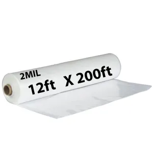 12ftX200ft Clear Poly Tarp 2 Mil Low Density LDPE 1 Roll