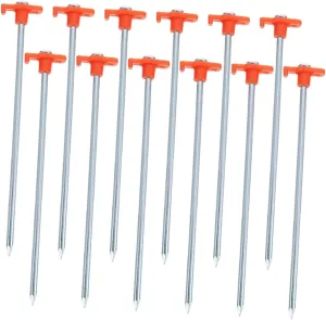 12pcs Heavy Duty Camping Tent Stakes Professional Metal Pegs with Tips for Ground Outdoor Tent Accessories for Anchoring Tarps and Gazebos