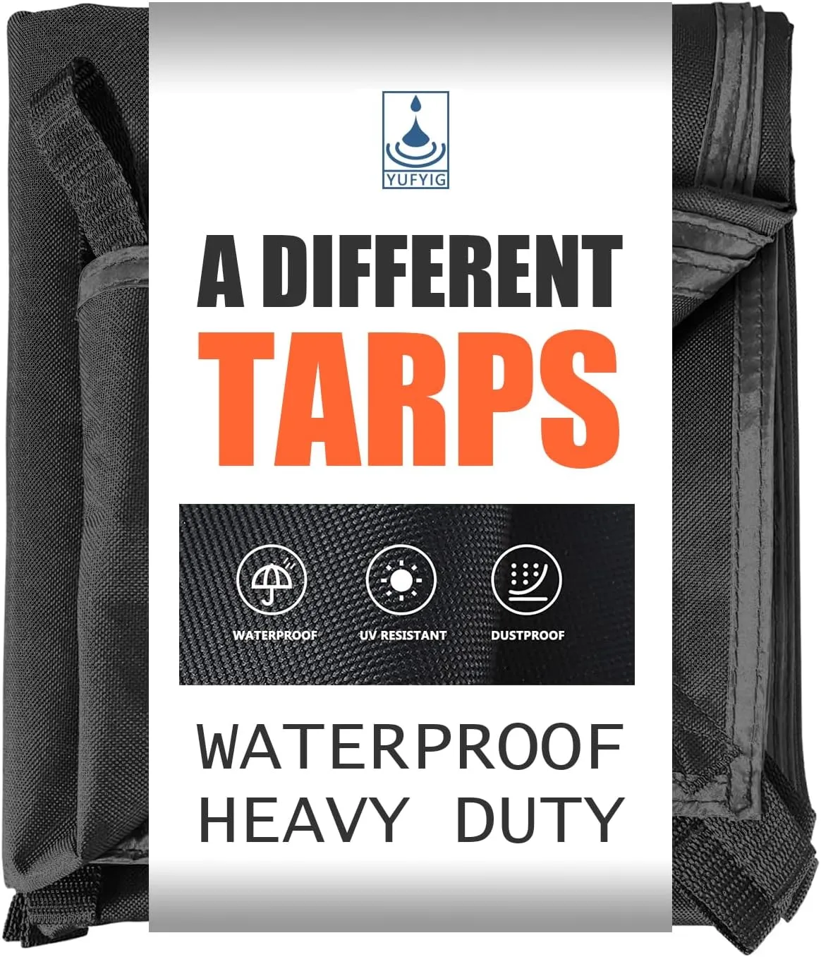 12x15Ft Waterproof Canvas Tarp Black，Heavy Duty Multipurpose Oxford Tarpaulin Cover for Canopy Tent, Roof, Boats, Pool, Woodpile, Robust, Rip & Tear Proof, 20mil