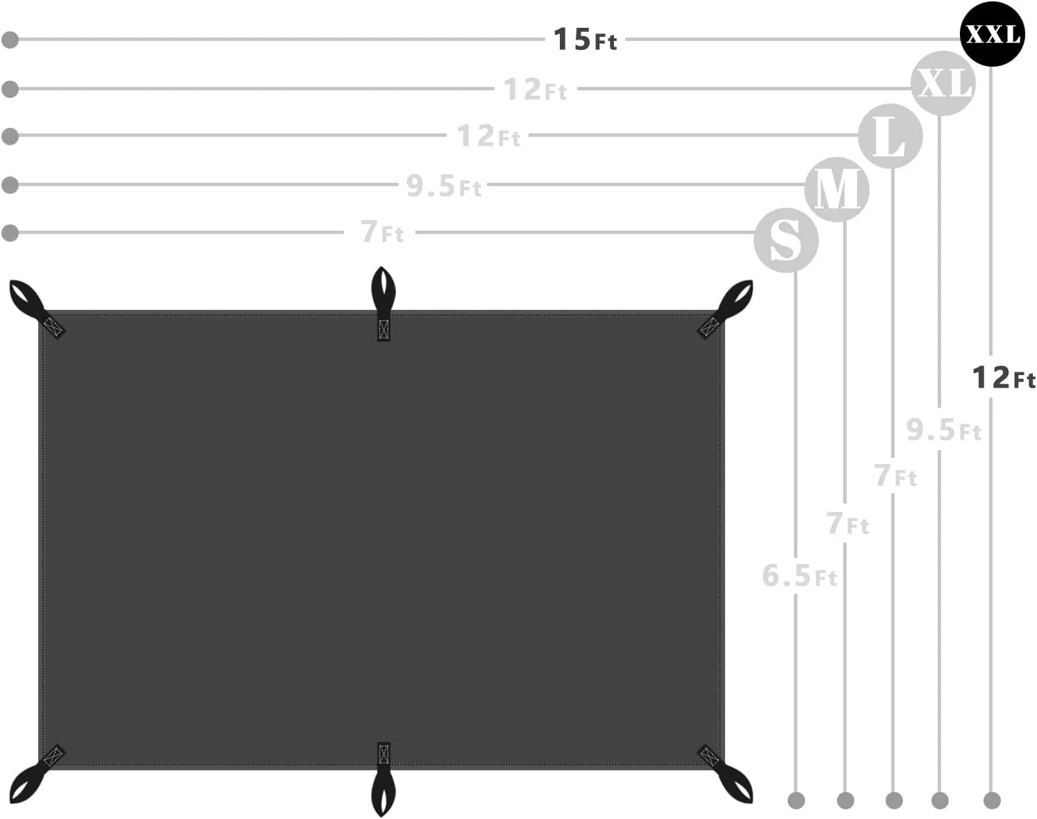 12x15Ft Waterproof Canvas Tarp Black，Heavy Duty Multipurpose Oxford Tarpaulin Cover for Canopy Tent, Roof, Boats, Pool, Woodpile, Robust, Rip & Tear Proof, 20mil