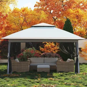 13x13 Canopy Tent, Pop Up Gazebo with Mosquito Netting, Outdoor Gazebo with 4 Sandbags & Wheeled Bag, pop up Canopy for Backyard & Patio Furniture, Patio, Deck