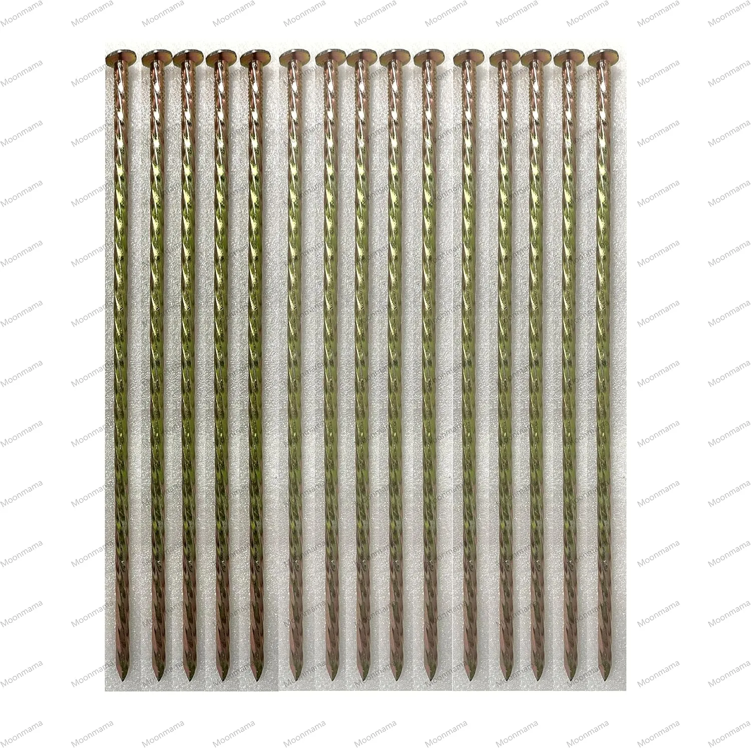 14-inch Galvanized Super Long Steel Nails for Wooden Piles Grass Floor Landscape Metal Yellow Nails Rust-Proof Extension Reinforcement Tent Camping Garden Anchor (20PCS)