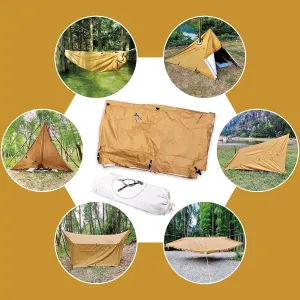 141INCH 210D Oxford TQ Tarp Multifunctional Shelter for Solo Bush Craft and Hammock Camping With Stove Jack