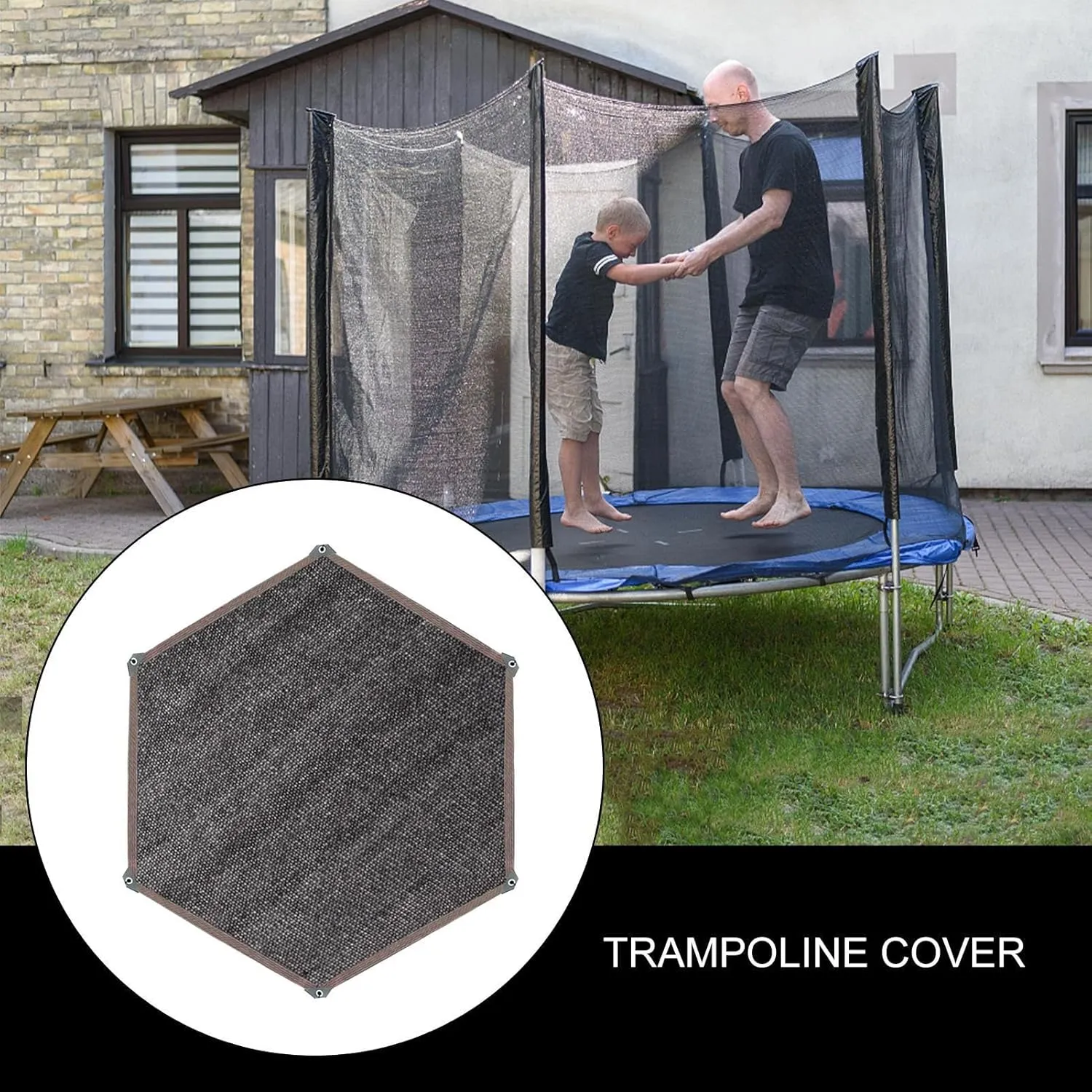 14FT Trampoline Canopy Trampoline Shade Cover Trampolines Tent Cover UV Leaves Resistant Easy To Install For Backyard Playground
