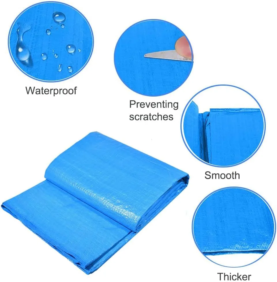 16.4x9.8Ft Rectangular Pool Ground Cloth Waterproof PE Above Ground Swimming Pool Covers mat Tarpaulin Sun-Proof Tarp for Painting, Camping Tarp