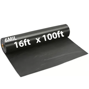 16ftX100ft Black Poly Tarp 6 Mil Low Density LDPE 1 Roll