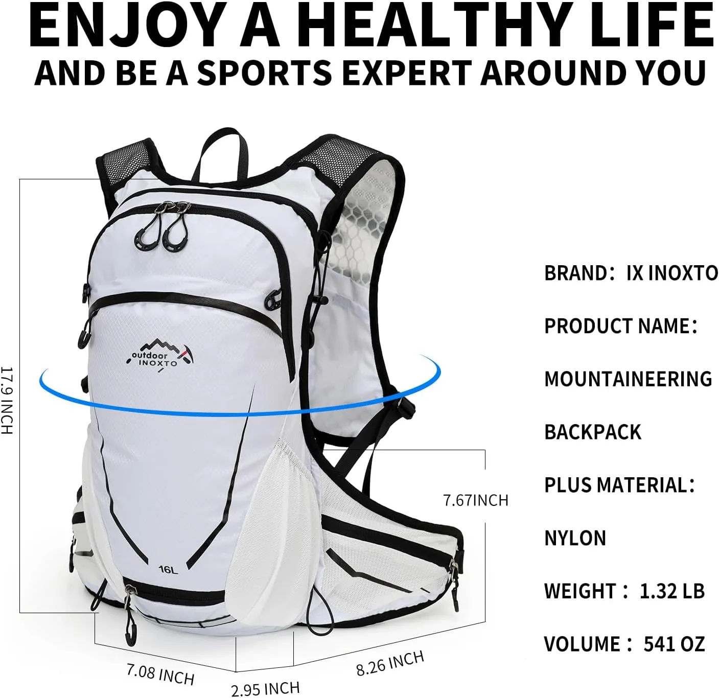 16L Hydration Backpack with Free 2-Liter Water Bladder,The Lightweight Hydration Pack for Cycling, Hiking, Skiing