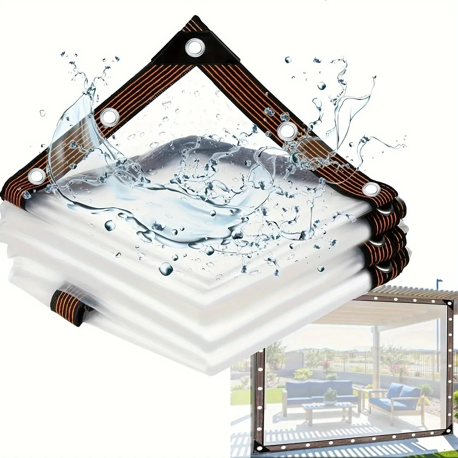1pc Heavy-Duty Clear Waterproof Tarp Outdoor Garden Rainproof Covering PVC Vinyl Tarp Perfect for Patio, Henhouse, Porch Canopy