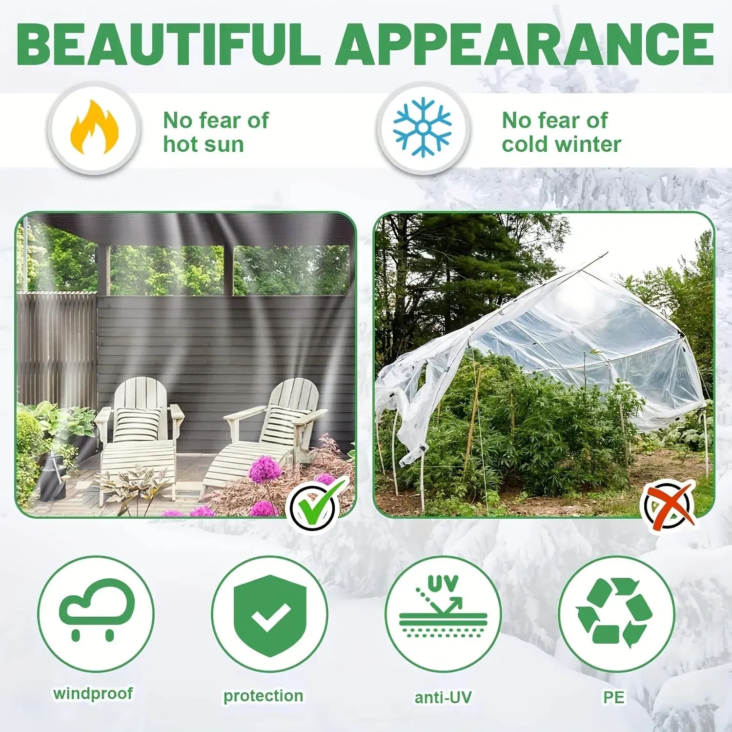 1pc Heavy-Duty Clear Waterproof Tarp Outdoor Garden Rainproof Covering PVC Vinyl Tarp Perfect for Patio, Henhouse, Porch Canopy