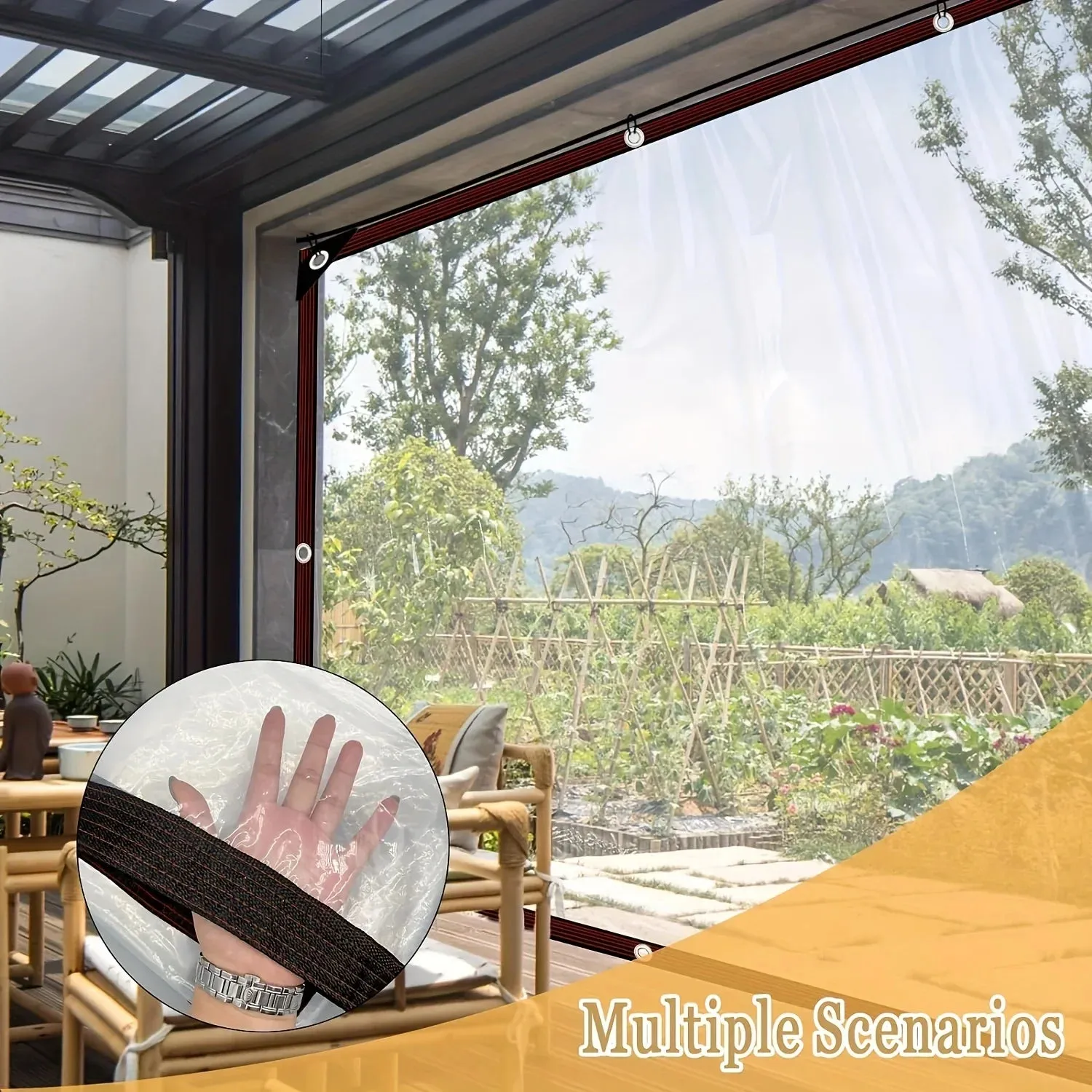 1pc Heavy-Duty Clear Waterproof Tarp Outdoor Garden Rainproof Covering PVC Vinyl Tarp Perfect for Patio, Henhouse, Porch Canopy