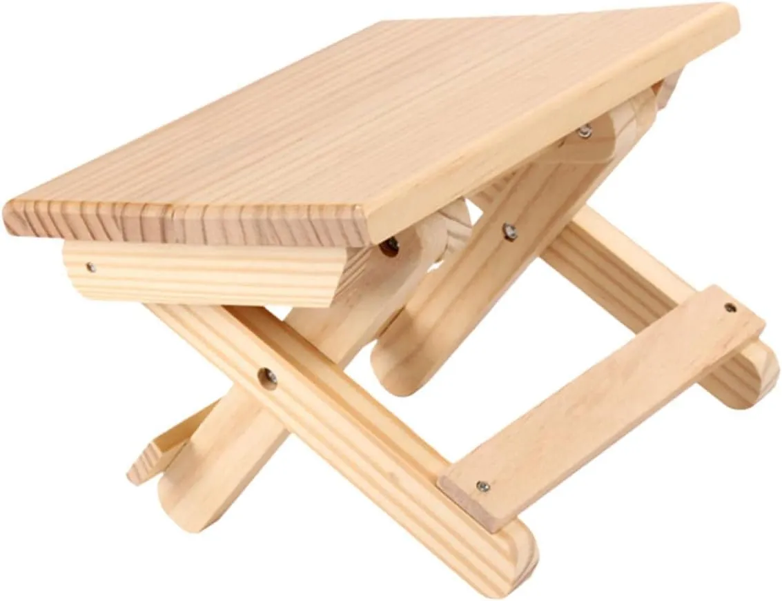 1pc Wooden Foldable Taboret Lightweight Compact Stool for Outdoor Indoor Use for Camping Fishing and Picnics Portable Design Light Yellow