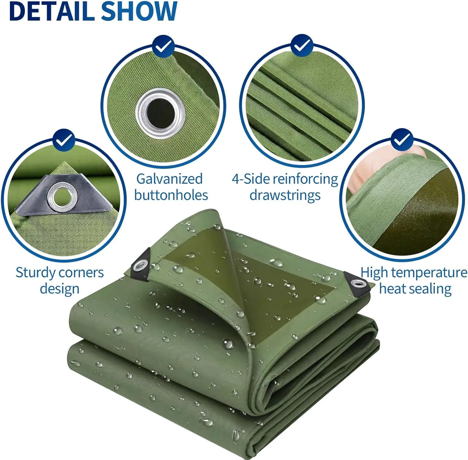 1x2m 2x2m 3x4m 4x4m Tarpaulin Cover - 600g/m² Thick - Waterproof Durable Tarp Drsyffsup Weatherproof, Multipurpose, Groundsheet, Camping, Boating, Hiking Heavy Duty Sheet(1.2x1.5m)