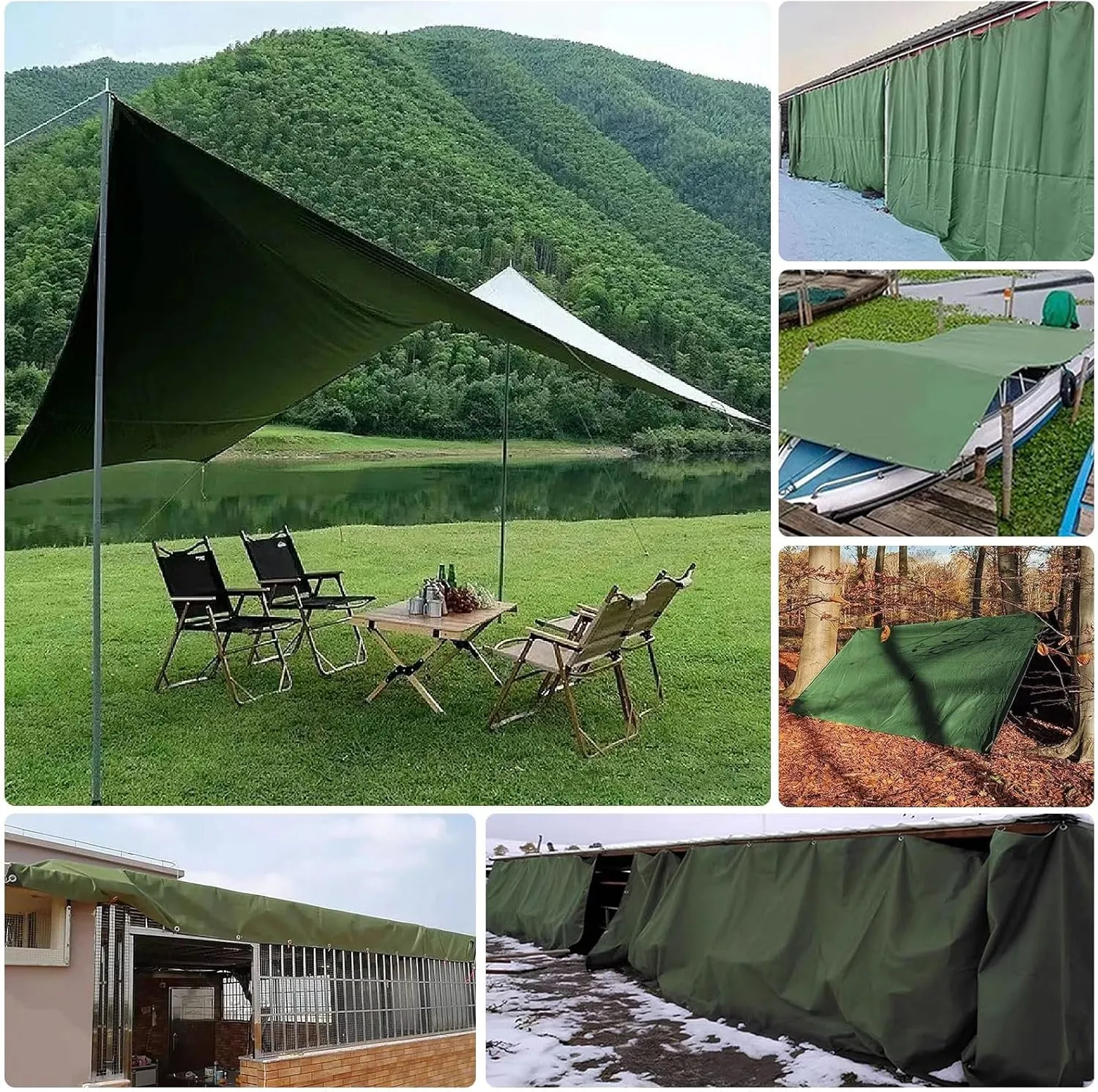 1x2m 2x2m 3x4m 4x4m Tarpaulin Cover - 600g/m² Thick - Waterproof Durable Tarp Drsyffsup Weatherproof, Multipurpose, Groundsheet, Camping, Boating, Hiking Heavy Duty Sheet(1.2x1.5m)